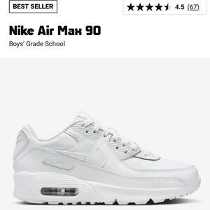 Nike - Boy’s White Air Max 90 Sneakers